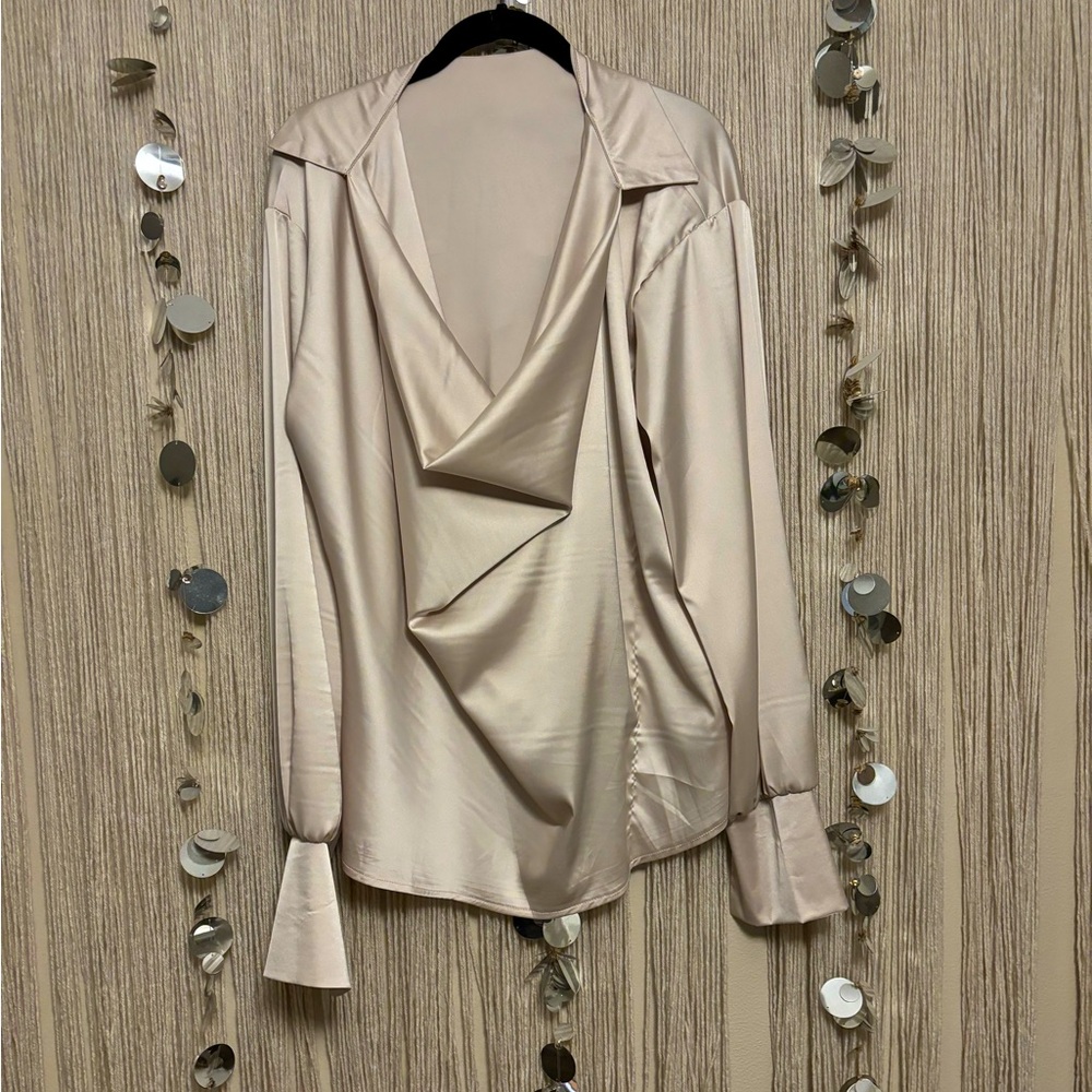 Satin cowl/drape neck Blouse